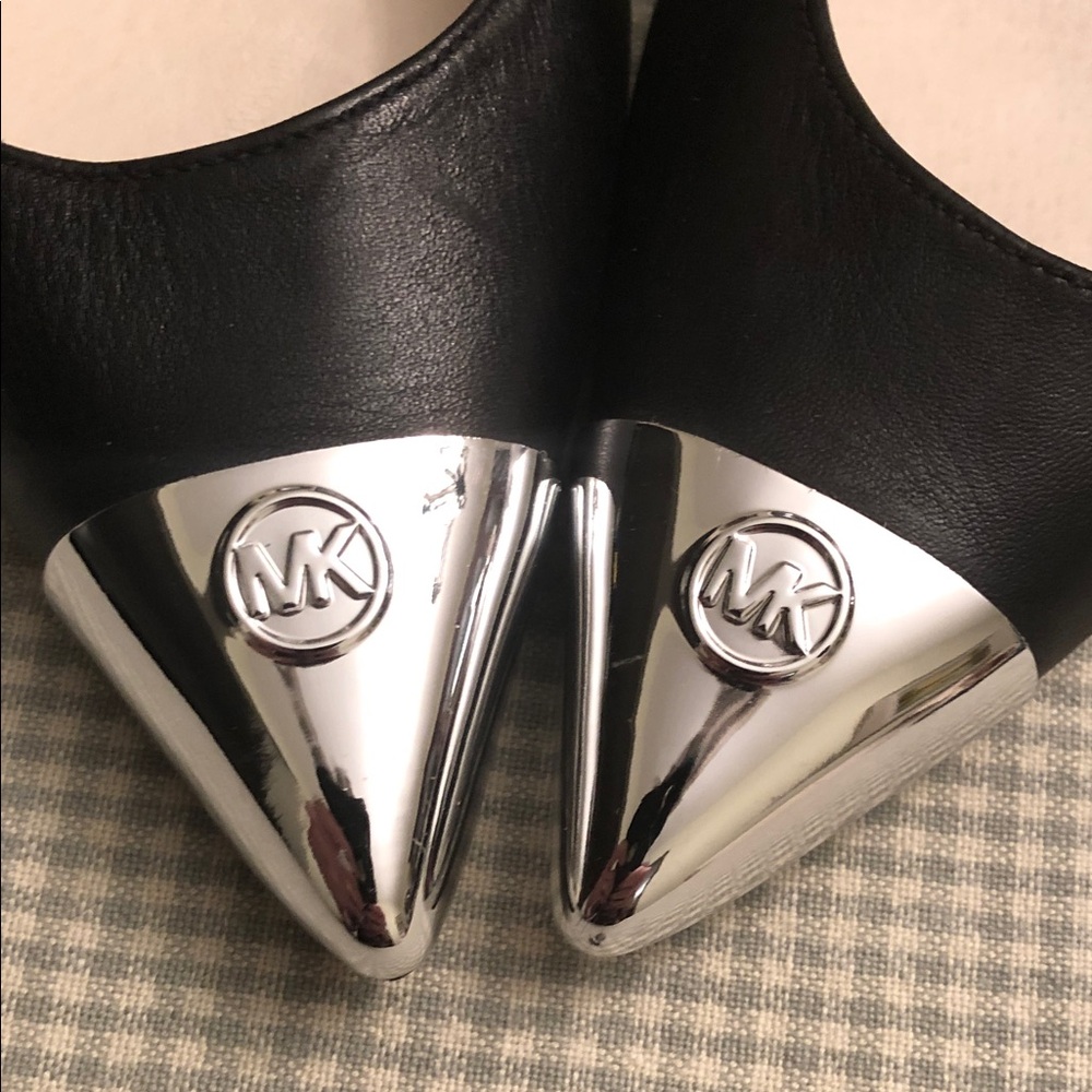 Michael Kors Black Heels with Metallic Silver Tips 6 1/2M Brand New #688 - Picture 8 of 12